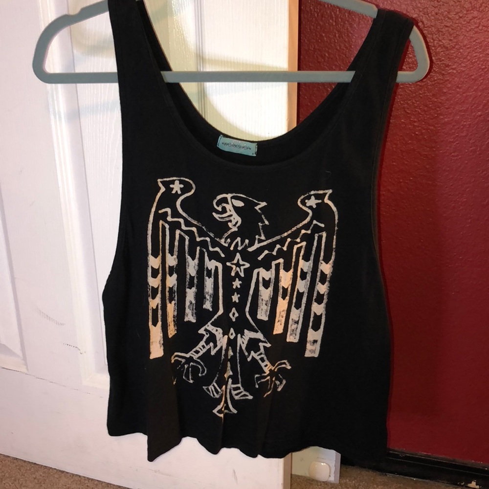 Black tank top with eagle on front